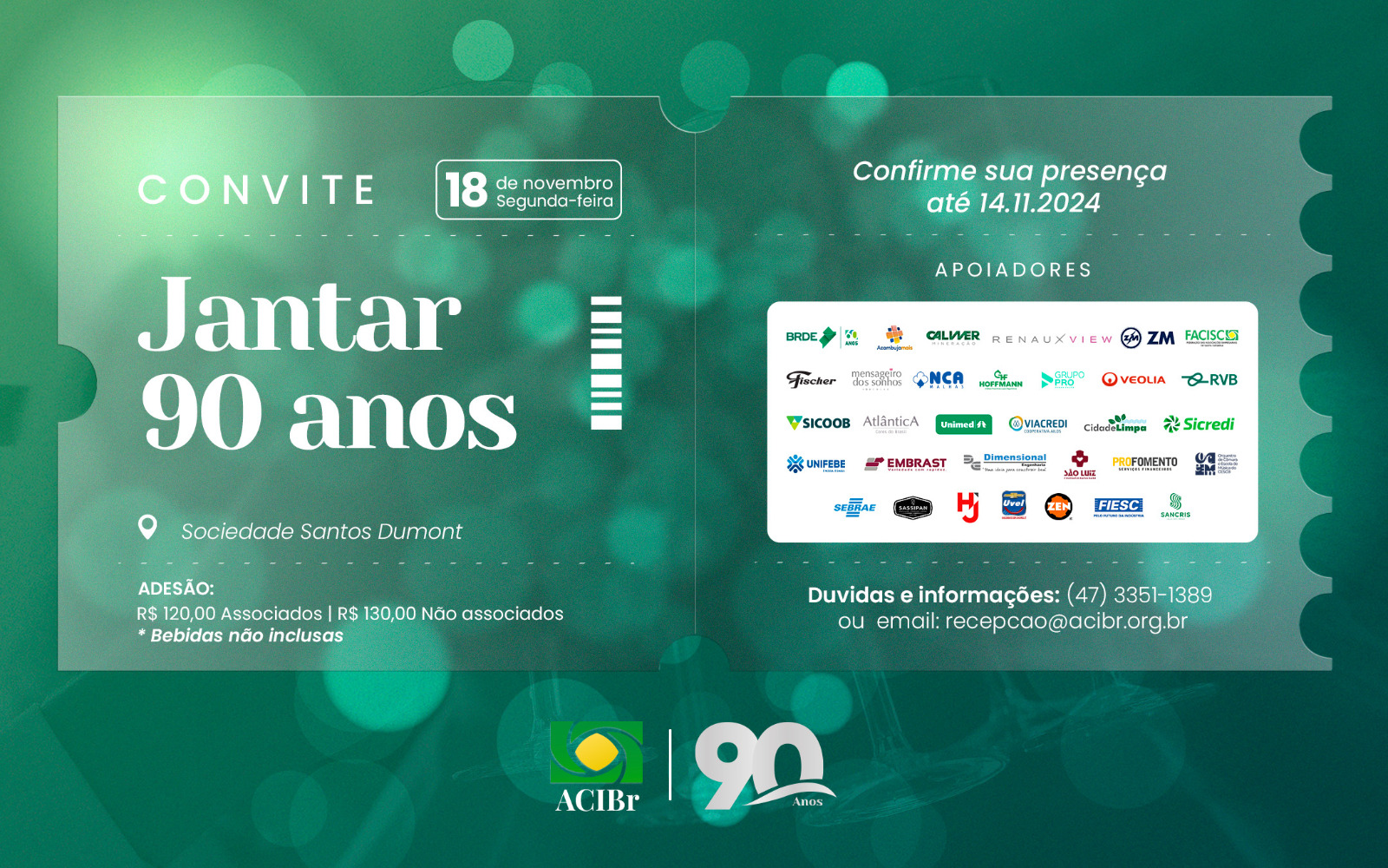 ACIBr promove jantar para celebrar 90 anos